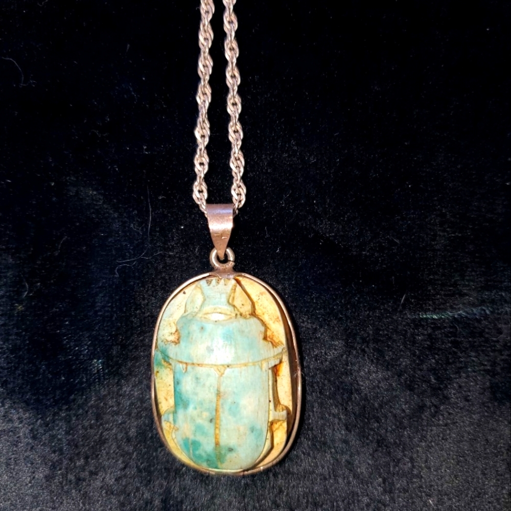 Turquoise Scarab Pendant Necklace - Unbranded